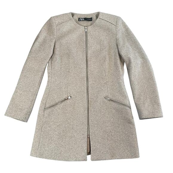 Zara Women's Zippered Frock Coat Jacket Size M - Picture 1 of 7